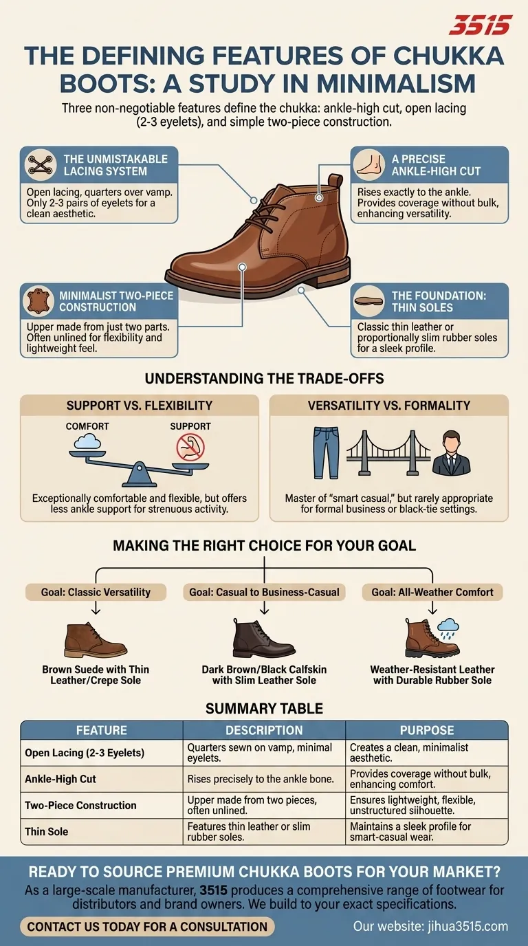 Quelles sont les caractéristiques distinctives des bottines chukka ? Les 3 éléments non négociables d'une vraie chukka Guide Visuel