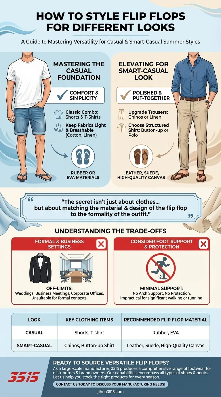 Comment assortir les tongs pour différents looks ? Maîtriser les looks décontractés et smart-casual Guide Visuel