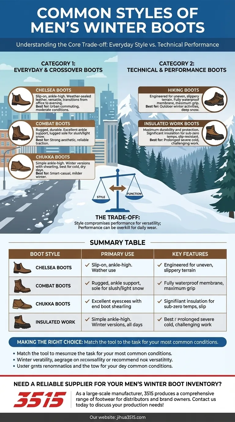 Quels sont les styles courants de bottes d'hiver pour hommes ? Choisissez la bonne botte pour toutes les conditions Guide Visuel