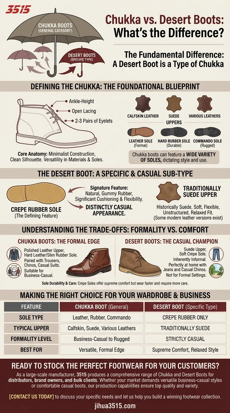 Comment les bottes chukka se distinguent-elles des bottes désert ? Découvrez la clé pour choisir la bonne botte à cheville Guide Visuel