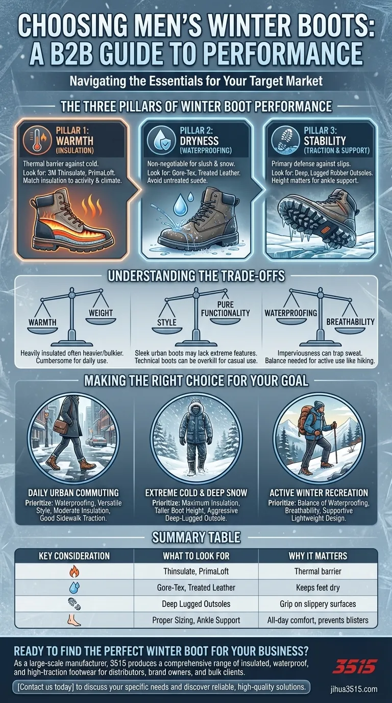 Que faut-il considérer lors du choix de bottes d'hiver pour hommes ? Votre guide ultime pour la chaleur et l'adhérence Guide Visuel