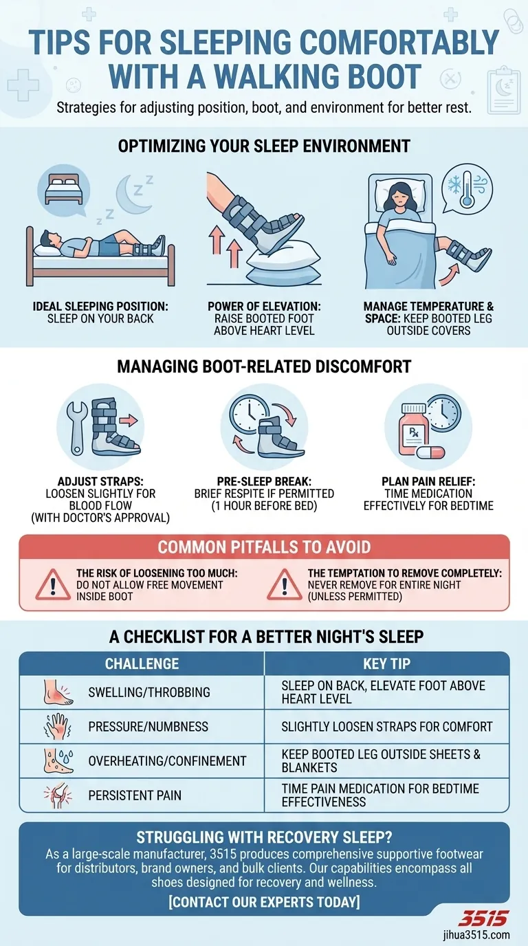 Quels sont les conseils pour dormir confortablement avec une botte de marche ? Retrouvez des nuits reposantes pendant votre convalescence Guide Visuel