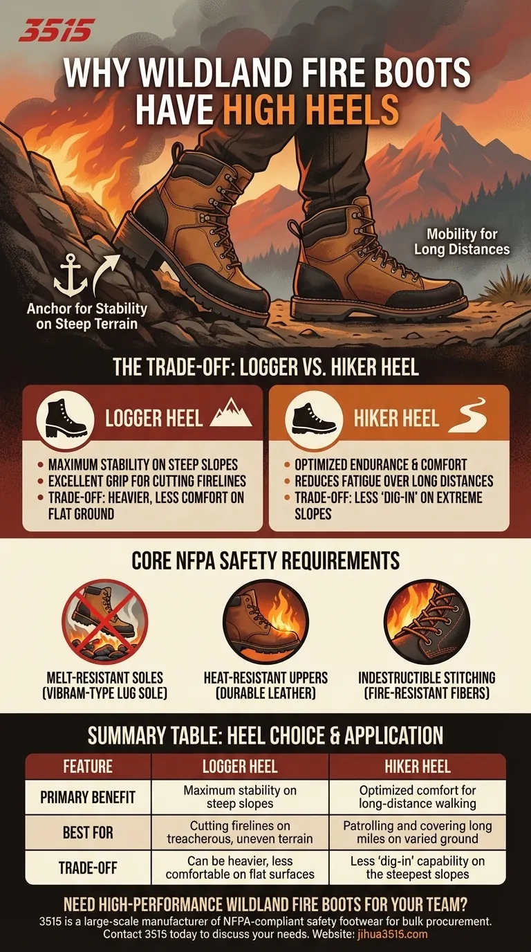 لماذا تتميز أحذية حرائق الغابات بكعب عالٍ؟ دليل الاستقرار مقابل الحركة دليل مرئي