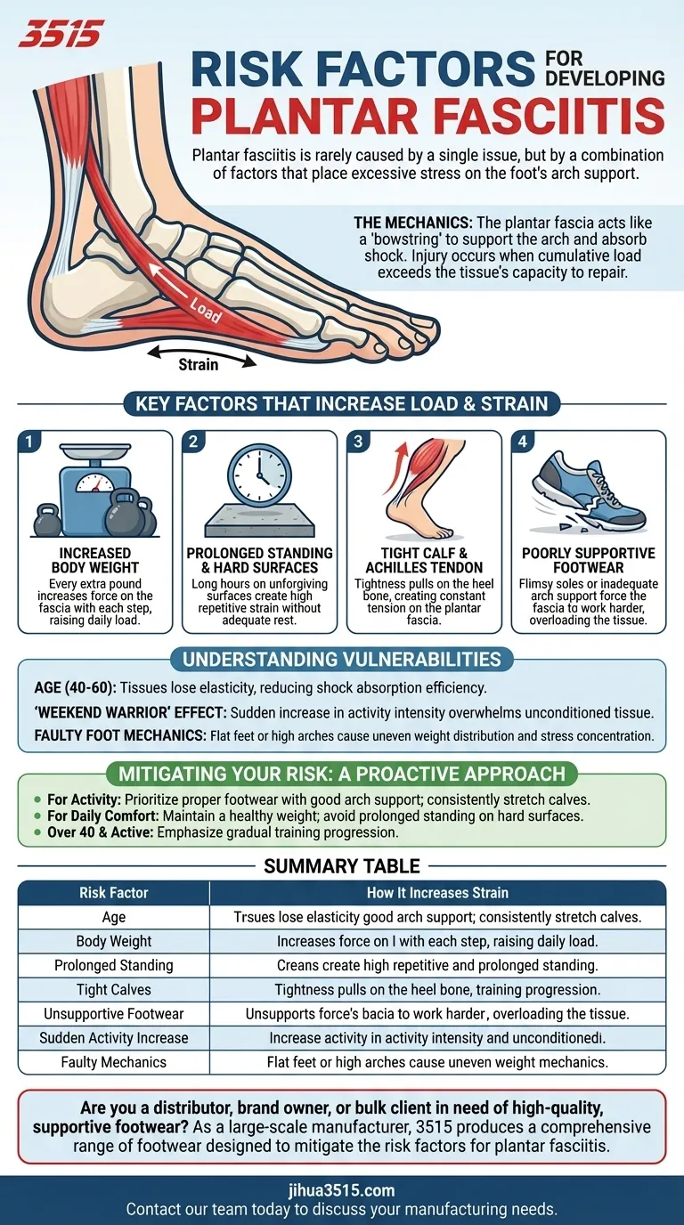 Quels sont les facteurs de risque de développer une fasciite plantaire ? Découvrez les causes principales de la douleur au talon. Guide Visuel