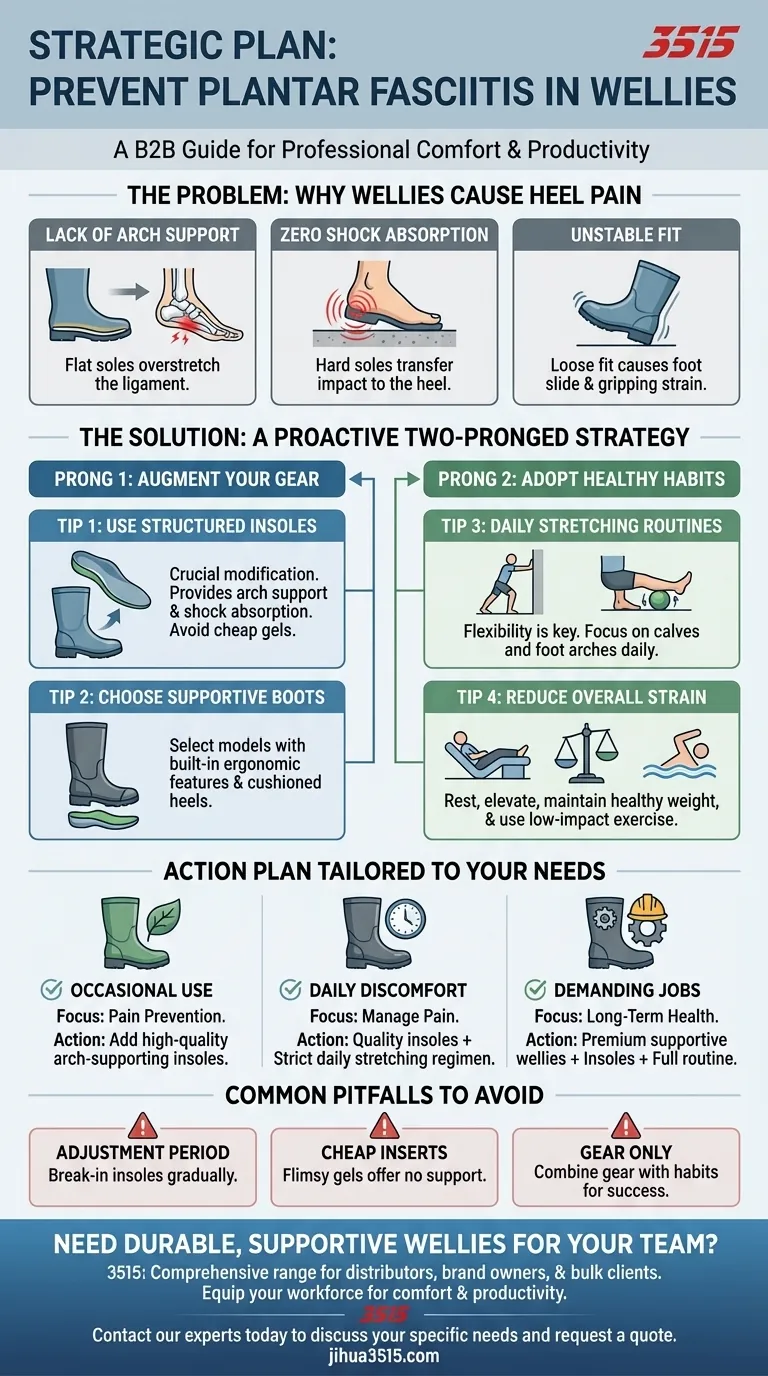 Quels sont les meilleurs conseils pour réduire ou éviter la fasciite plantaire lors du port de bottes de pluie ? Une stratégie proactive pour la santé des pieds Guide Visuel