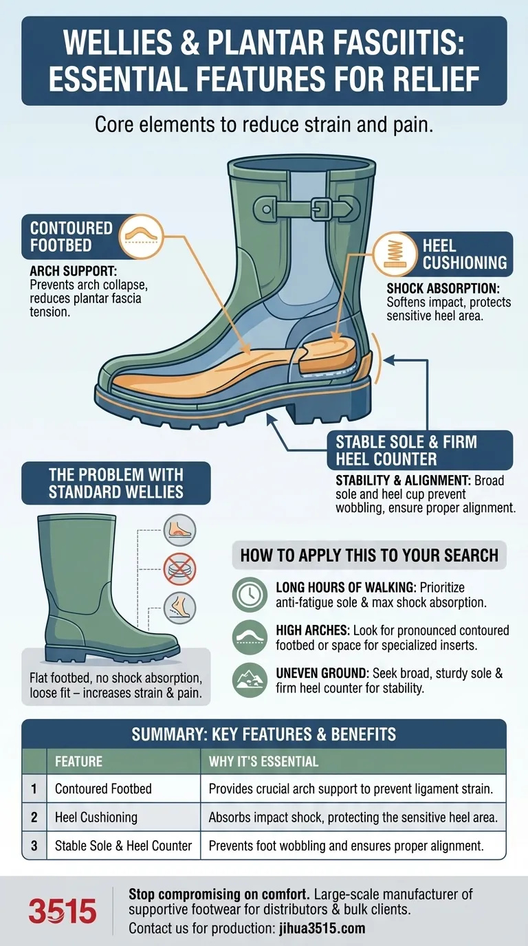 Quelles caractéristiques les bottes en caoutchouc doivent-elles avoir pour soutenir les personnes atteintes de fasciite plantaire ? Trouvez un confort sans douleur pour les pieds sensibles Guide Visuel