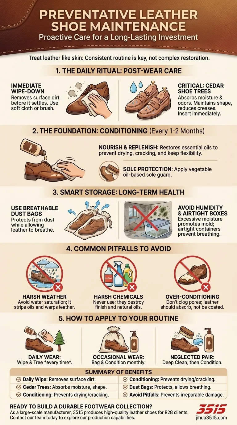 Quelles mesures préventives peuvent être prises pour entretenir les chaussures en cuir ? Une routine simple pour une usure durable Guide Visuel