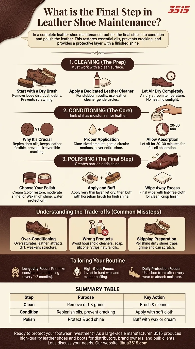 Quelle est la dernière étape de l'entretien des chaussures en cuir ? La clé d'un éclat durable Guide Visuel