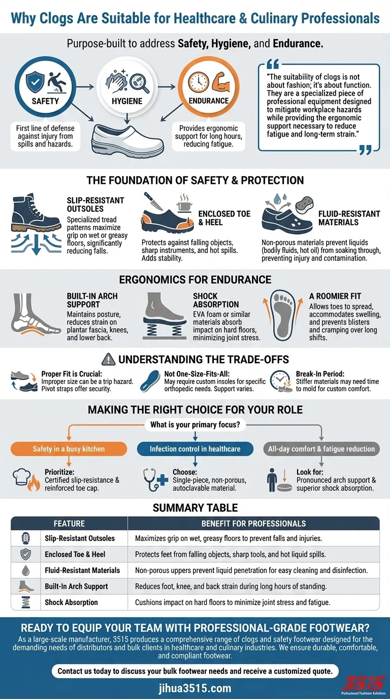 Pourquoi les sabots sont-ils adaptés aux professionnels de la santé et de la restauration ? Découvrez une sécurité et un confort supérieurs Guide Visuel