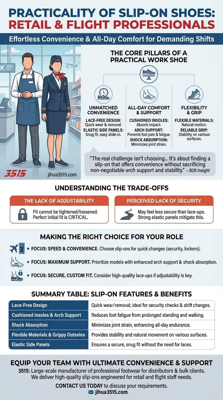 ¿Qué características hacen que los zapatos sin cordones sean prácticos para los trabajadores minoristas o las azafatas? Descubre la comodidad y la conveniencia durante todo el día Guía Visual