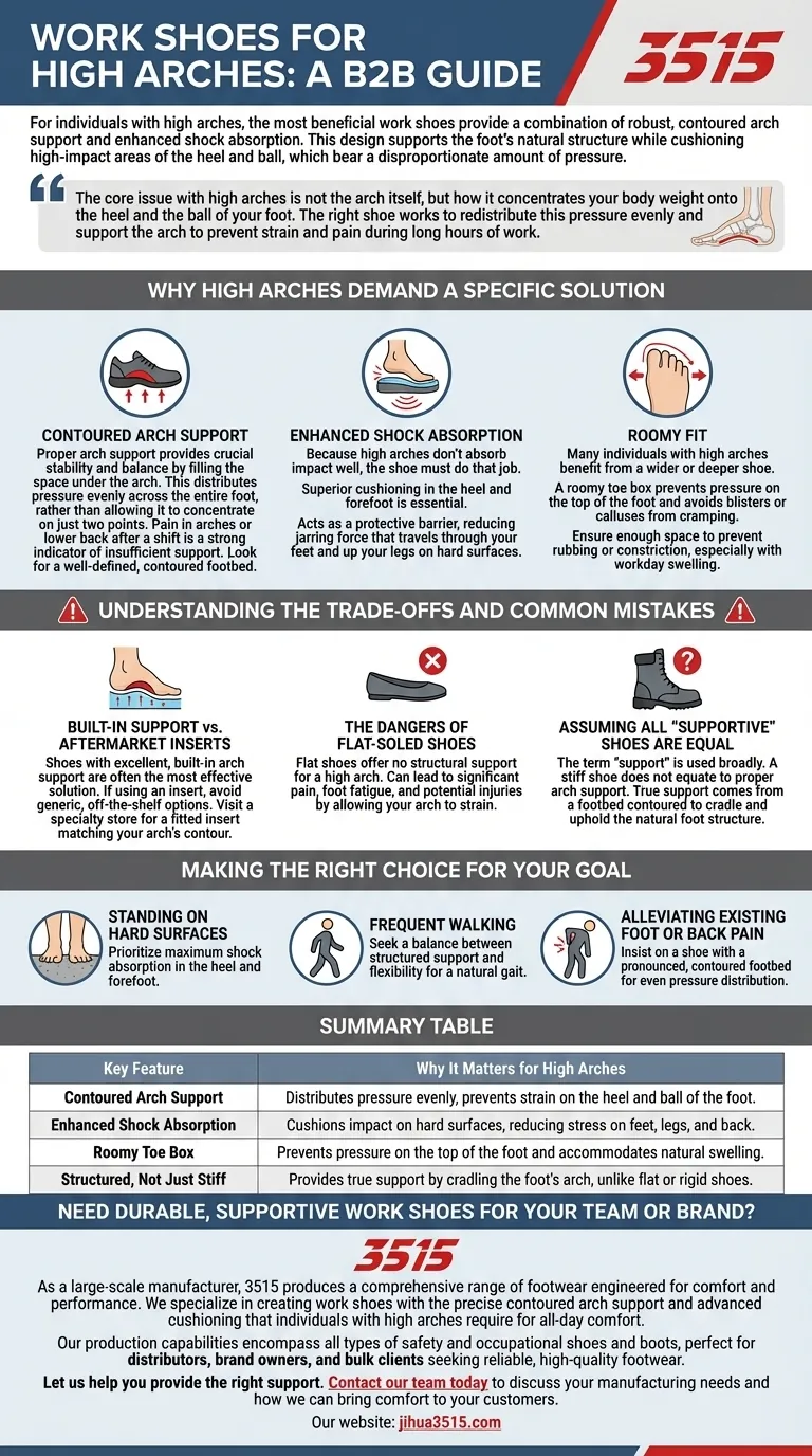 Quel type de chaussures de travail convient aux personnes ayant les voûtes plantaires hautes ? Trouvez un soutien pour un confort de longue durée Guide Visuel