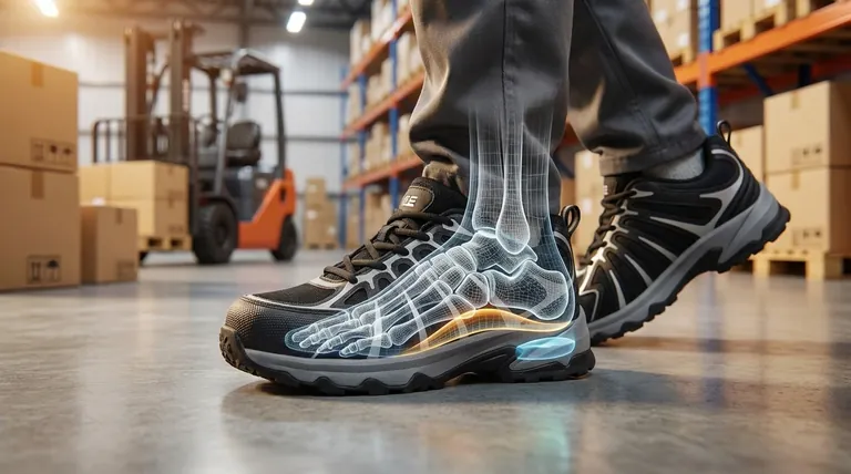 كيف يمكن لأحذية العمل أن تساعد في إدارة التهاب اللفافة الأخمصية؟ تخفيف آلام الكعب وتحسين الراحة اليومية
