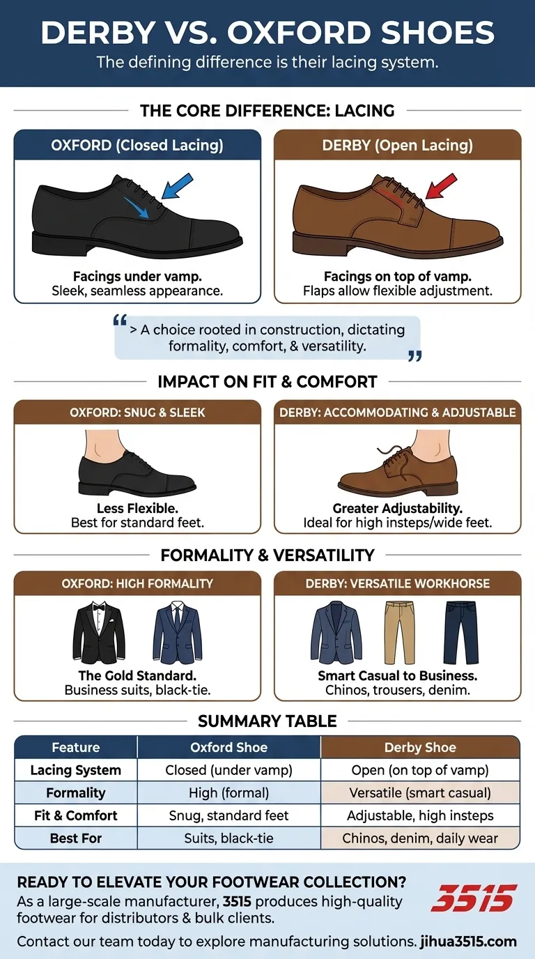 더비 슈즈와 옥스포드 슈즈의 차이점은 무엇인가요? 격식, 핏 및 스타일에 대한 가이드 시각적 가이드