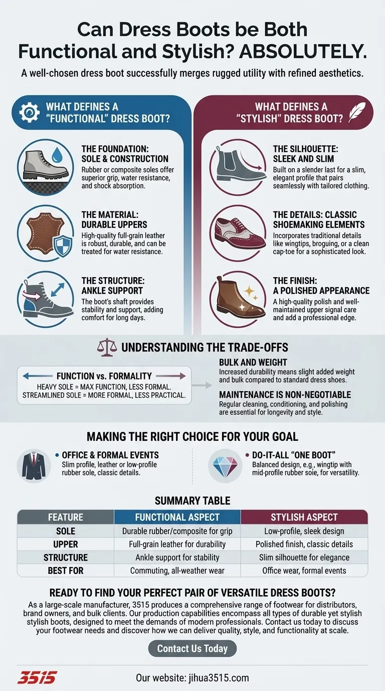 Les bottes habillées peuvent-elles être à la fois fonctionnelles et élégantes ? Découvrez l'équilibre parfait entre forme et fonction Guide Visuel
