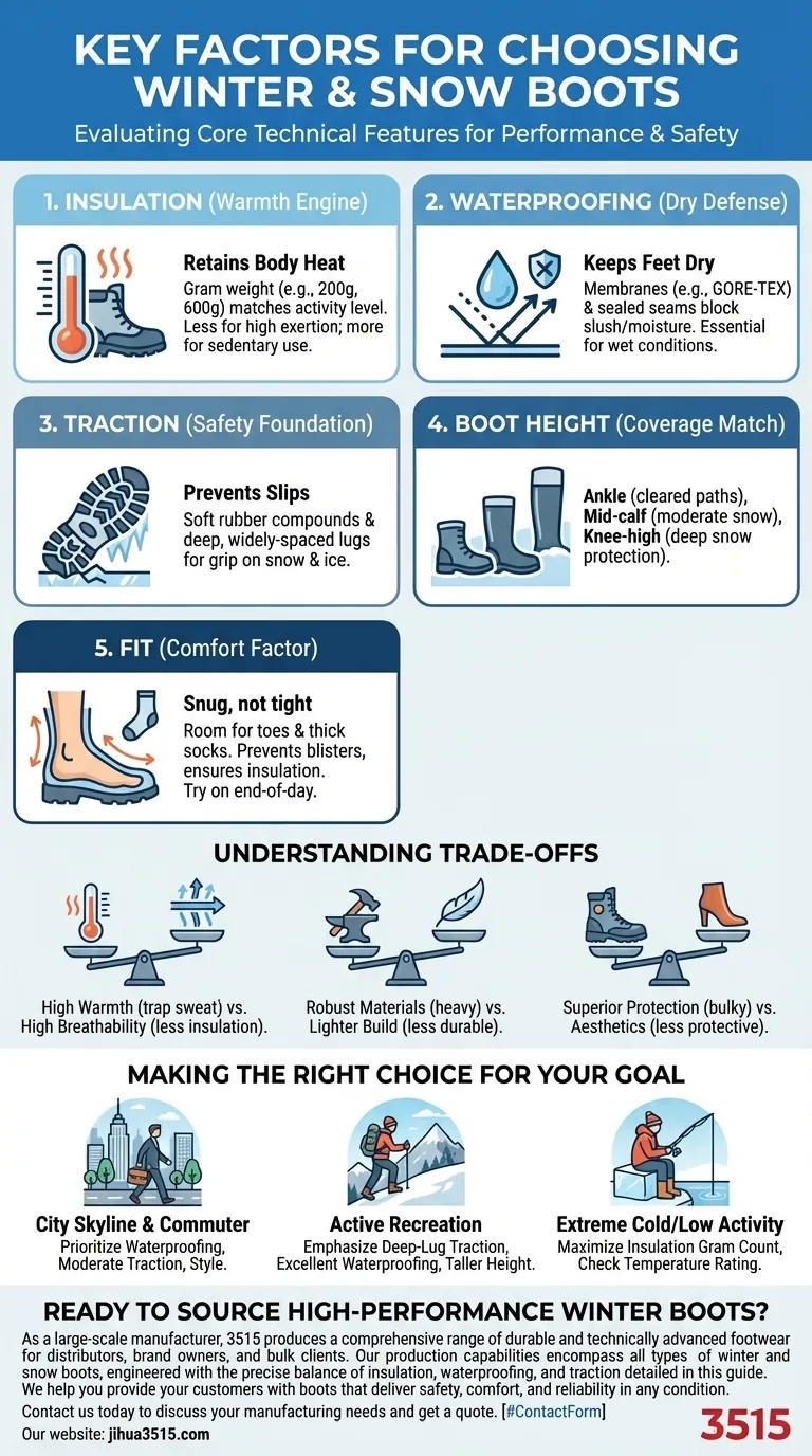 Quels sont les facteurs clés à considérer lors du choix de bottes d'hiver et de neige ? Un guide de sécurité et de confort Guide Visuel