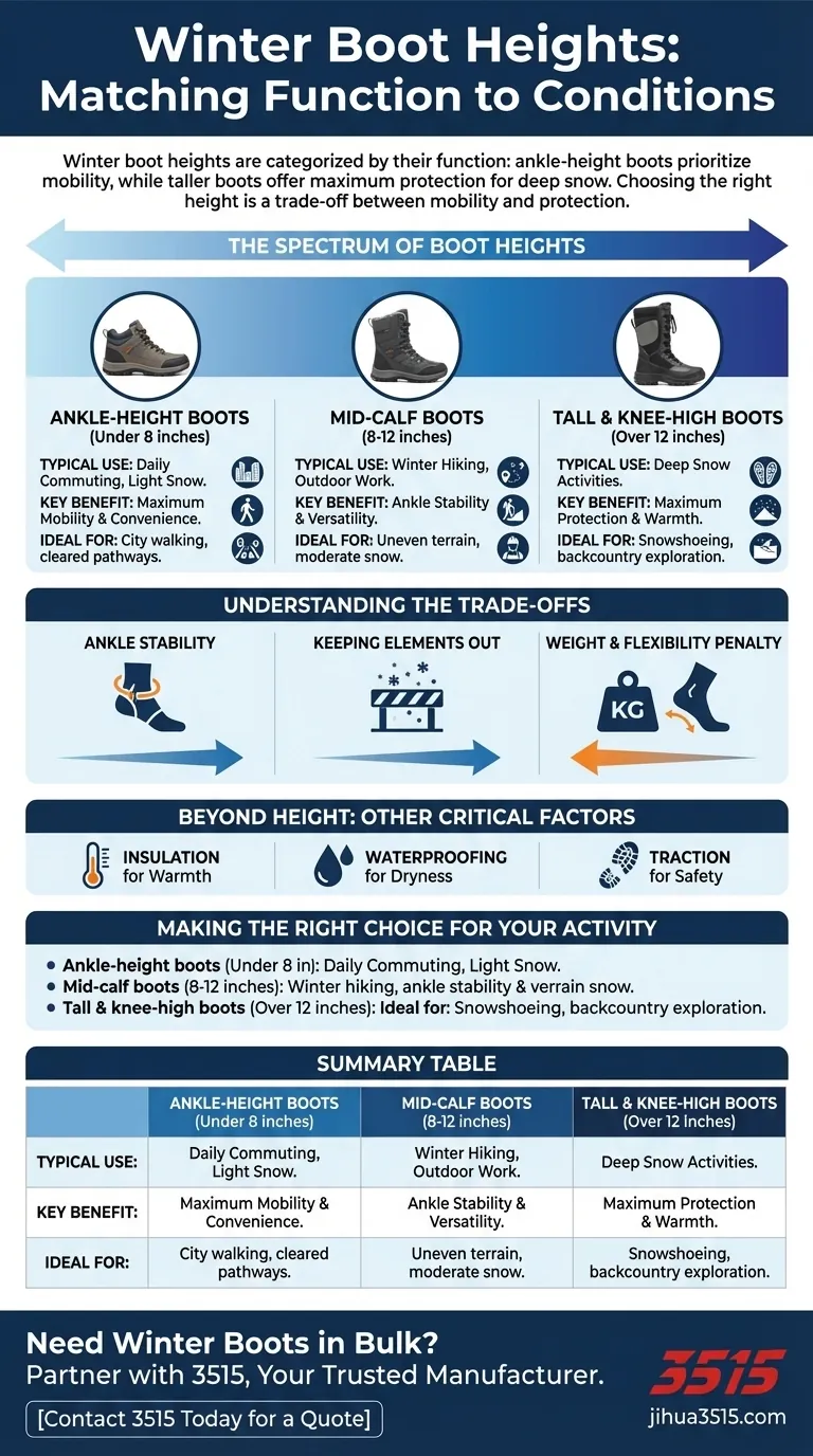 Quelles sont les différentes hauteurs de bottes d'hiver disponibles et leurs utilisations ? Trouvez votre ajustement parfait Guide Visuel