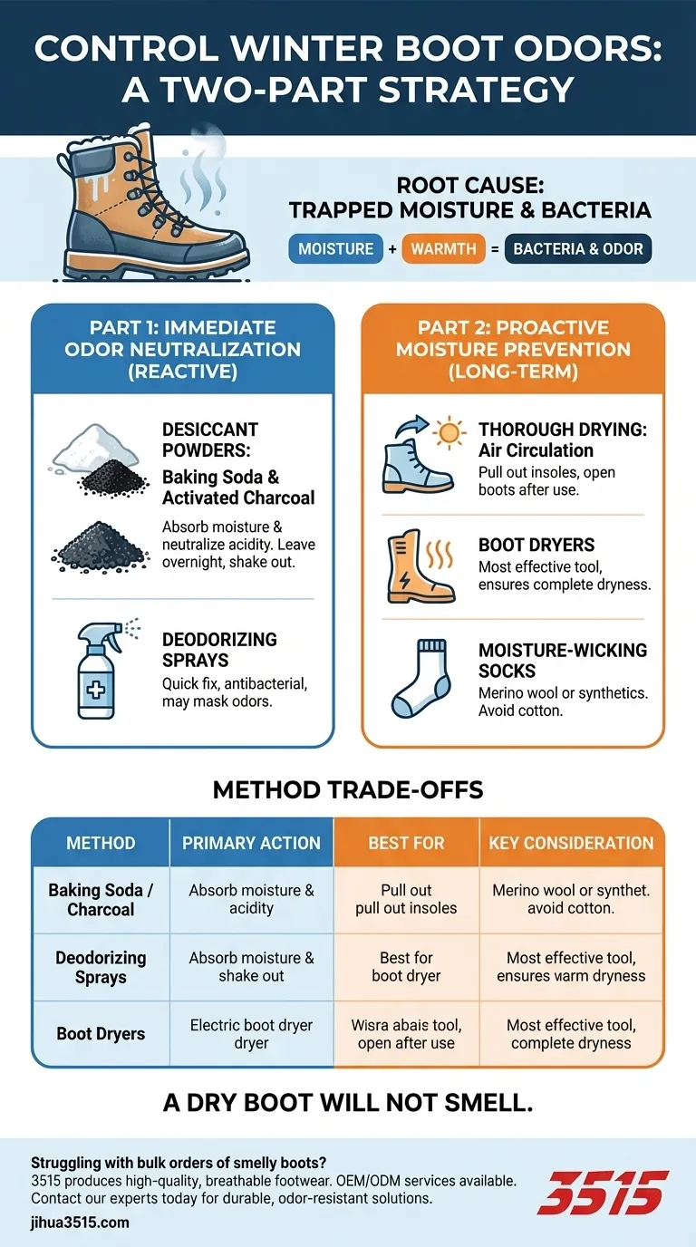 Quelles méthodes peuvent être utilisées pour contrôler les odeurs dans les bottes d'hiver ? Éliminer les odeurs à la source Guide Visuel