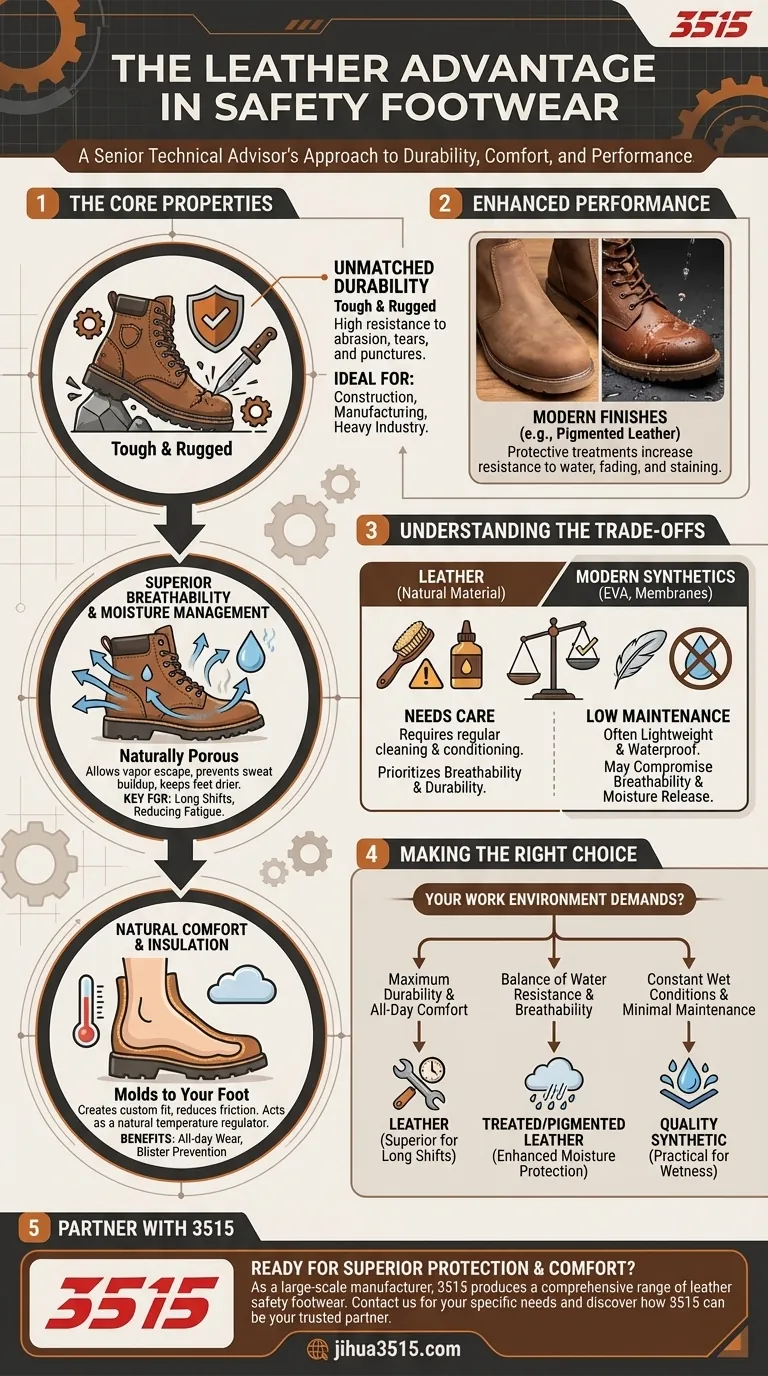 Was sind die Vorteile von Leder bei Sicherheitsschuhen? Überlegene Haltbarkeit & Atmungsaktivität Visuelle Anleitung