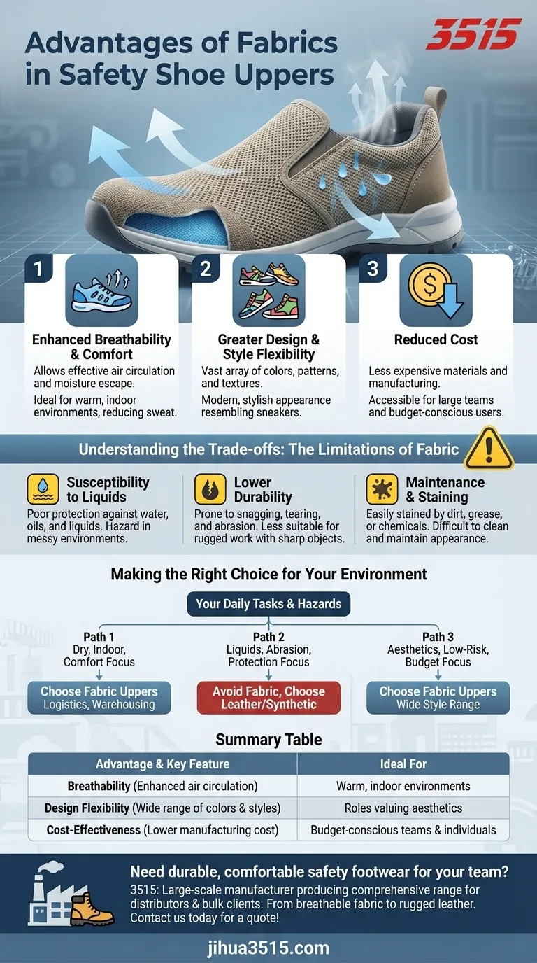 Quels sont les avantages de l'utilisation de tissus dans les empeignes de chaussures de sécurité ? Améliorer le confort et le style pour le travail en intérieur Guide Visuel