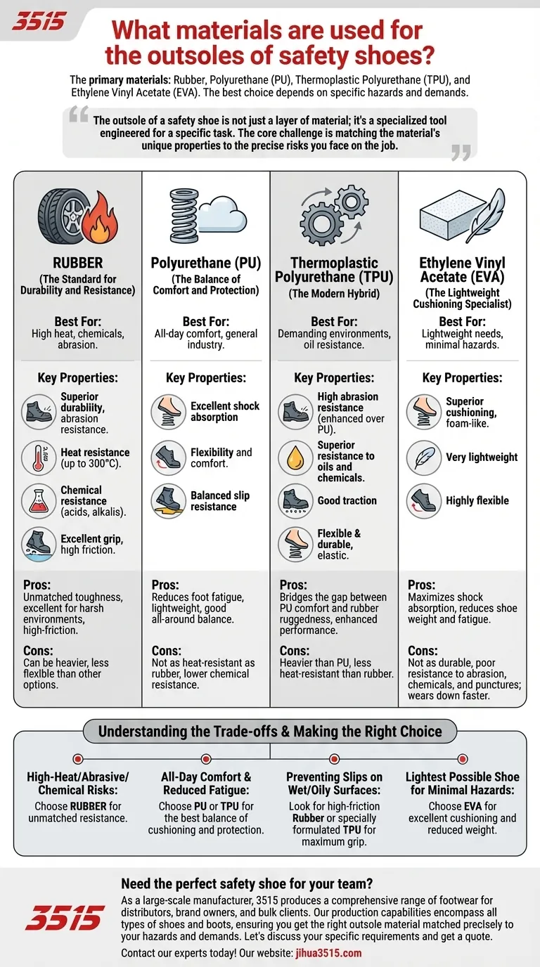 Quali materiali vengono utilizzati per le suole delle scarpe antinfortunistiche? Scegli la protezione giusta per il tuo lavoro Guida Visiva