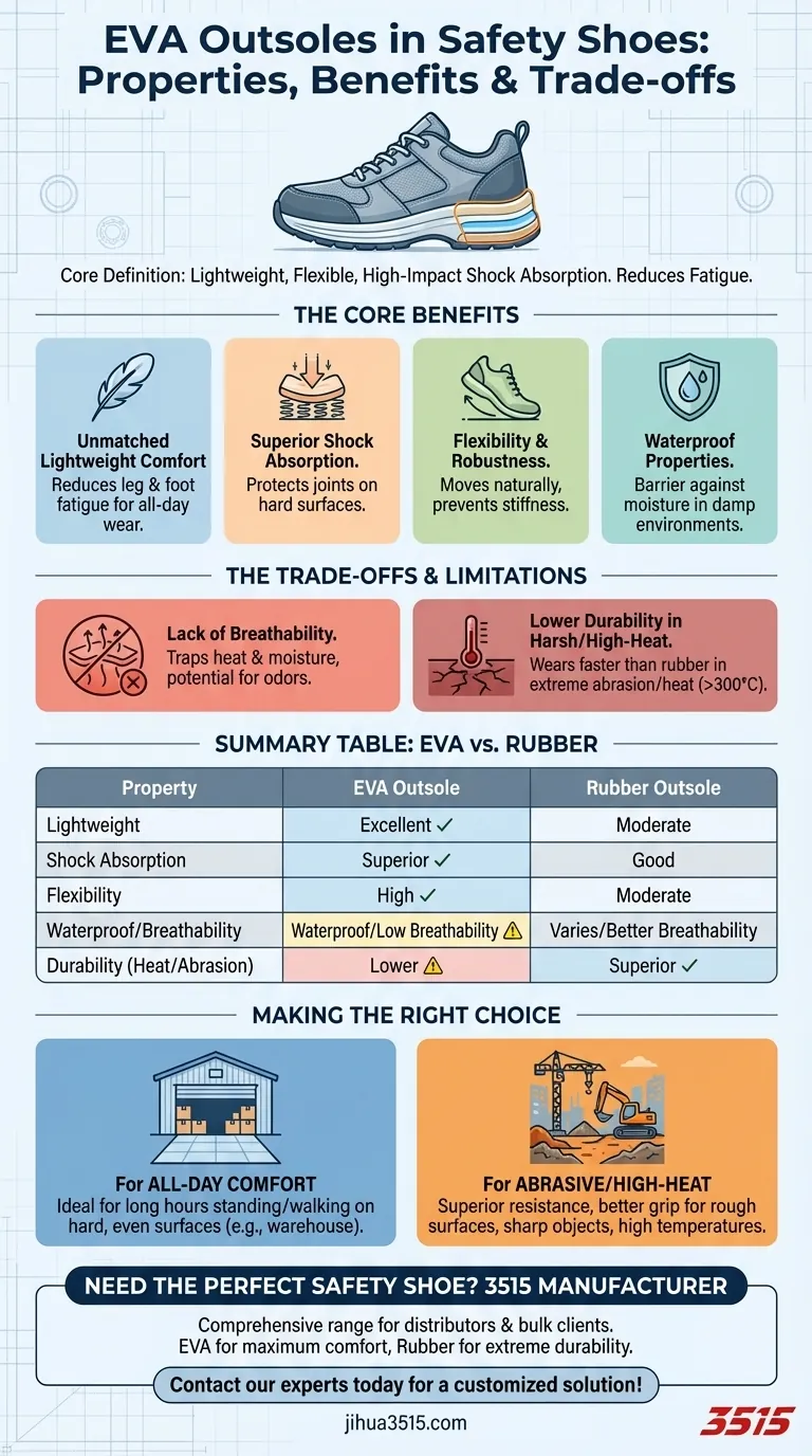 Каковы свойства подошв из ЭВА в защитной обуви? Откройте для себя непревзойденный комфорт для долгих смен Визуальное руководство
