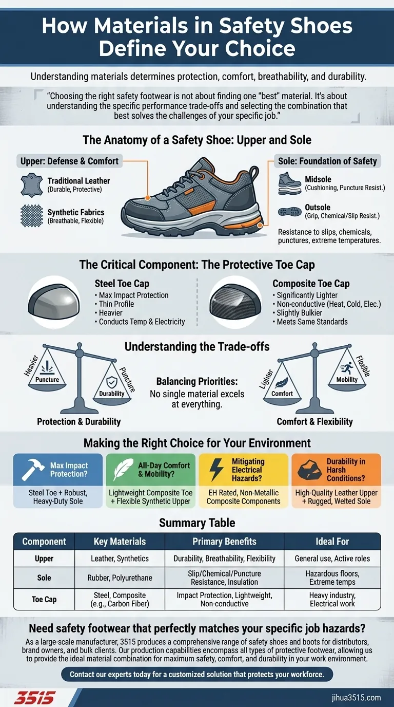 كيف يساعد فهم المواد المستخدمة في أحذية السلامة في اختيار المنتج المناسب؟ دليل لمطابقة الأحذية مع المخاطر دليل مرئي