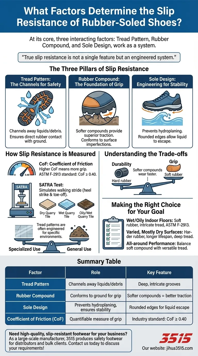 Quels facteurs déterminent la résistance au glissement des chaussures à semelles de caoutchouc ? Bande de roulement, composé et conception expliqués Guide Visuel