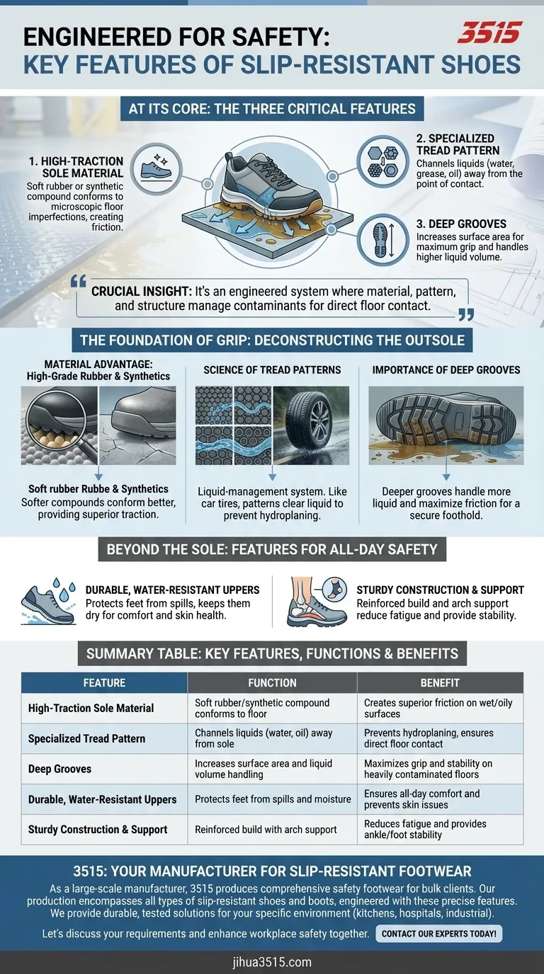 Quelles sont les caractéristiques clés des chaussures antidérapantes ? Conçues pour une adhérence et une sécurité maximales Guide Visuel
