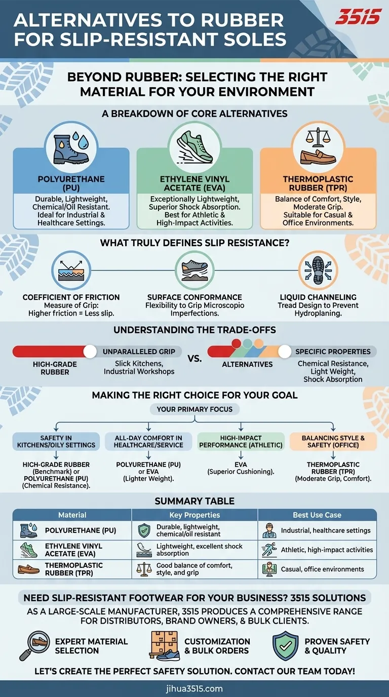 Quelles sont les alternatives au caoutchouc pour les semelles antidérapantes ? Découvrez le meilleur matériau pour votre environnement Guide Visuel
