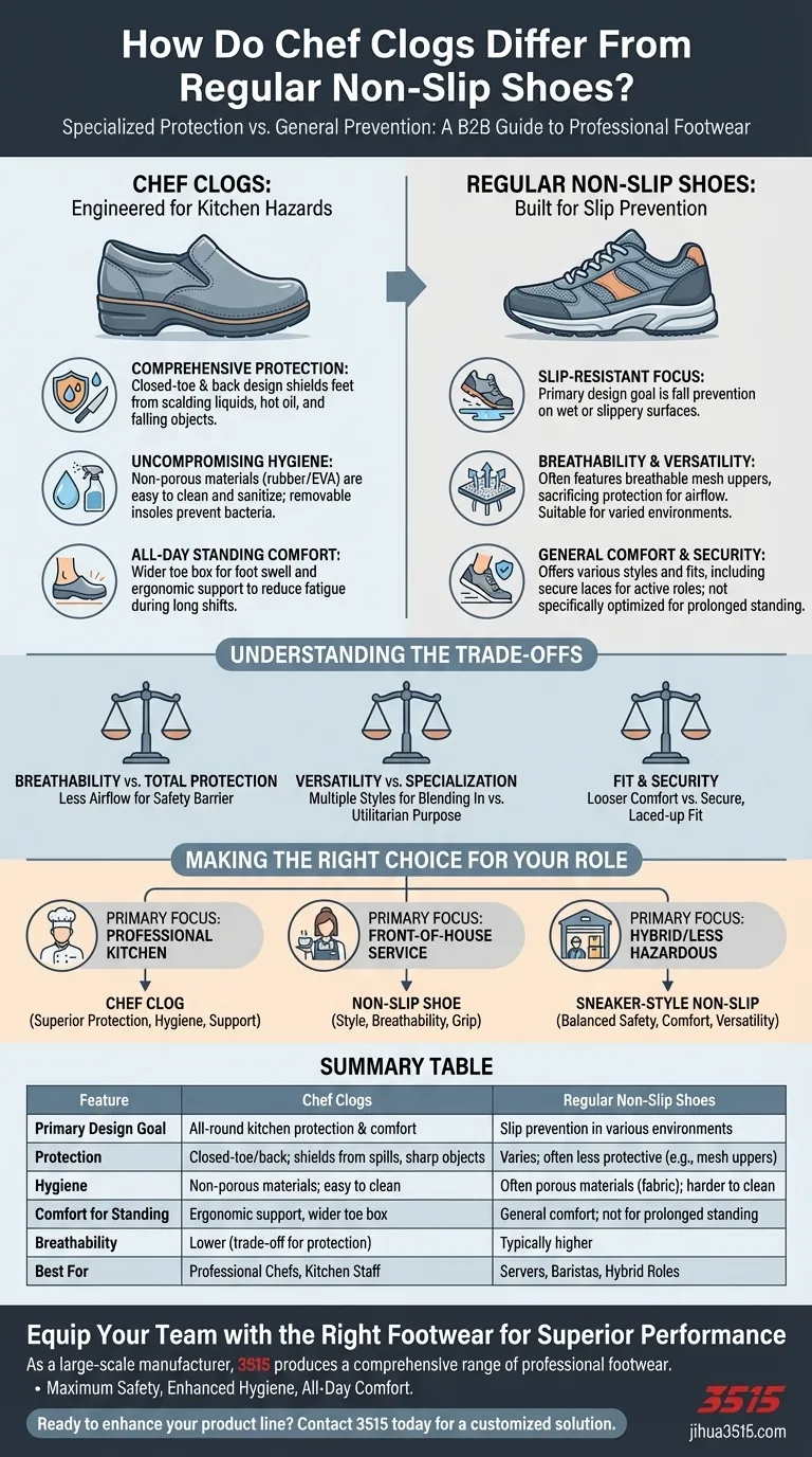 Comment les sabots de chef se distinguent-ils des chaussures antidérapantes ordinaires ? Un guide des chaussures de cuisine professionnelles Guide Visuel