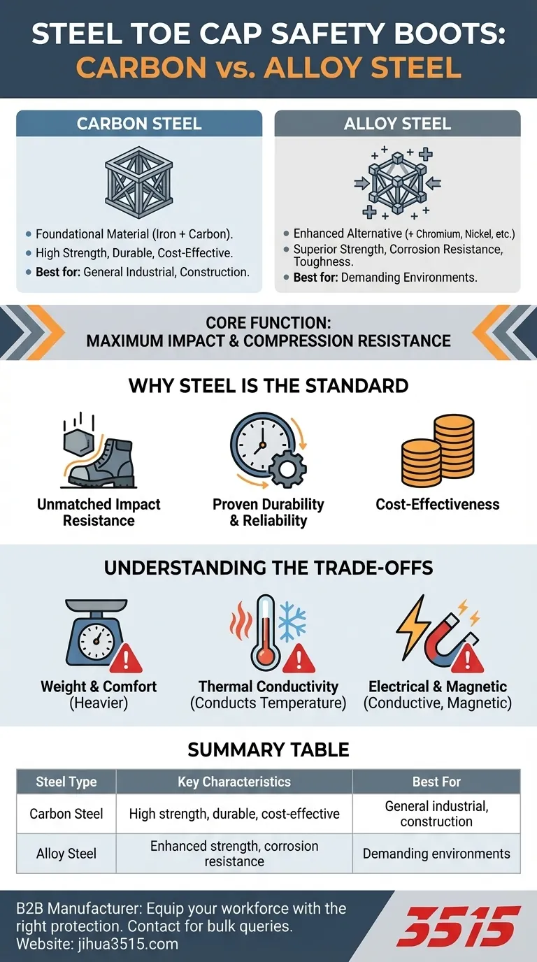 Quali tipi di acciaio vengono utilizzati nei puntali di sicurezza? Scegli la protezione giusta per il tuo cantiere Guida Visiva