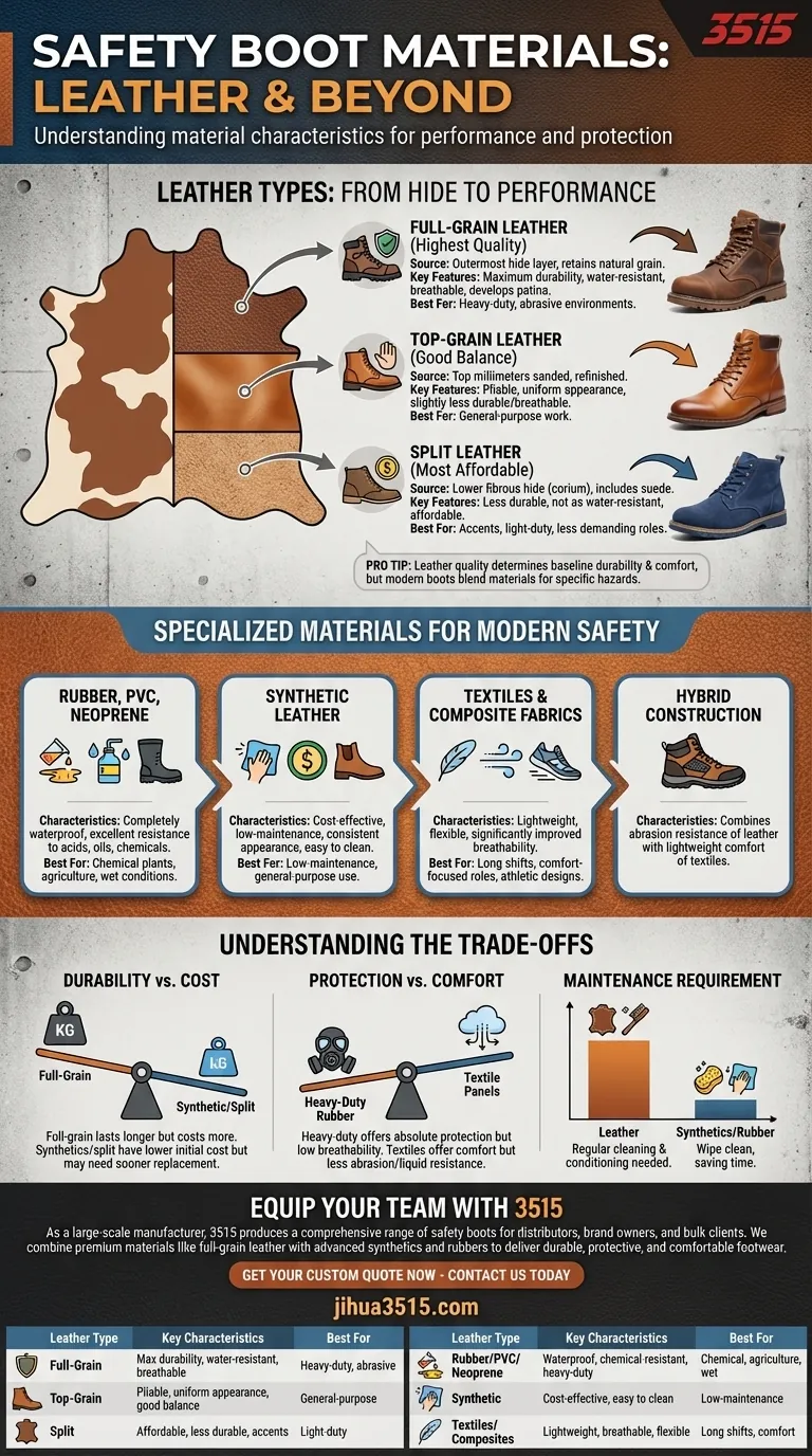 ¿Qué tipos de cuero se utilizan comúnmente en las botas de seguridad? Elija el material adecuado para una máxima protección Guía Visual