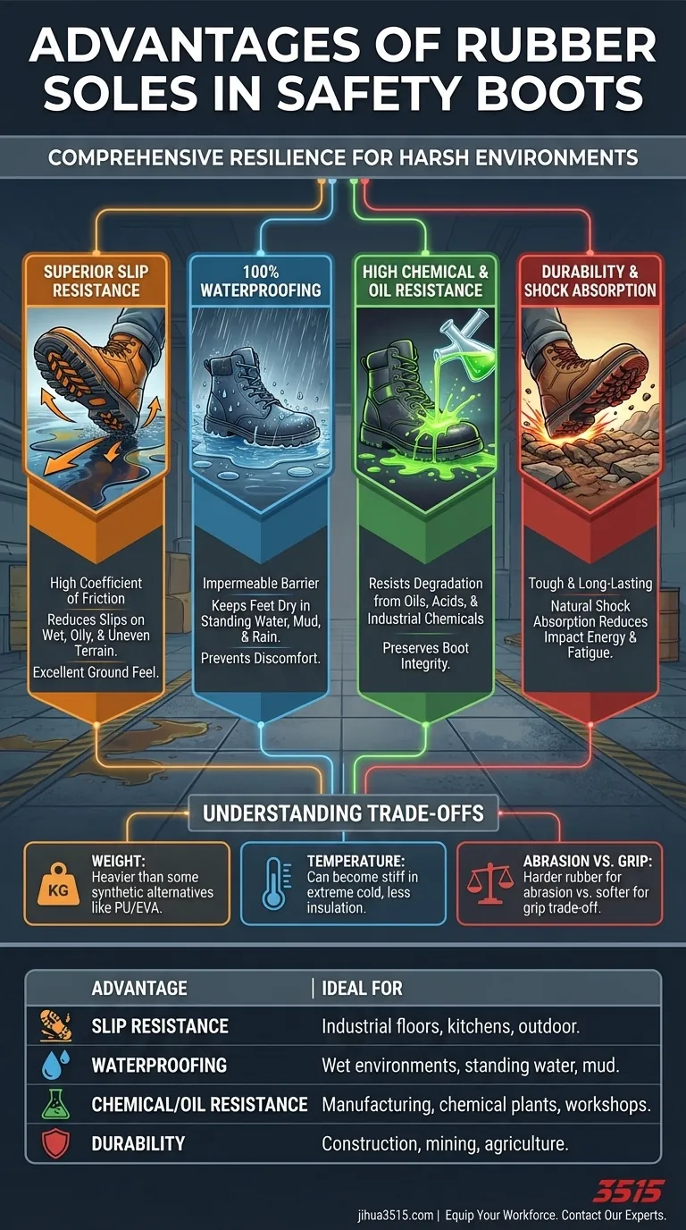 ¿Cuáles son las ventajas de las suelas de goma en las botas de seguridad? Agarre y durabilidad inmejorables Guía Visual