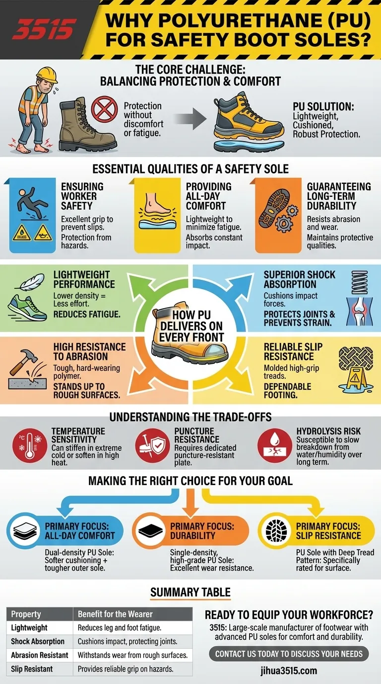 Pourquoi le polyuréthane (PU) est-il utilisé dans les semelles de chaussures de sécurité ? Pour un confort et une durabilité supérieurs Guide Visuel