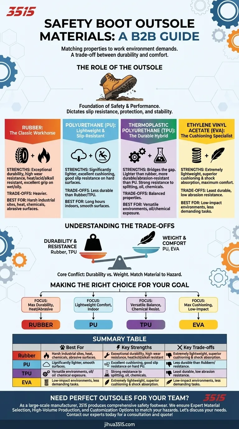 Какие материалы обычно используются для подошв защитной обуви? Руководство по долговечности, сцеплению и комфорту Визуальное руководство