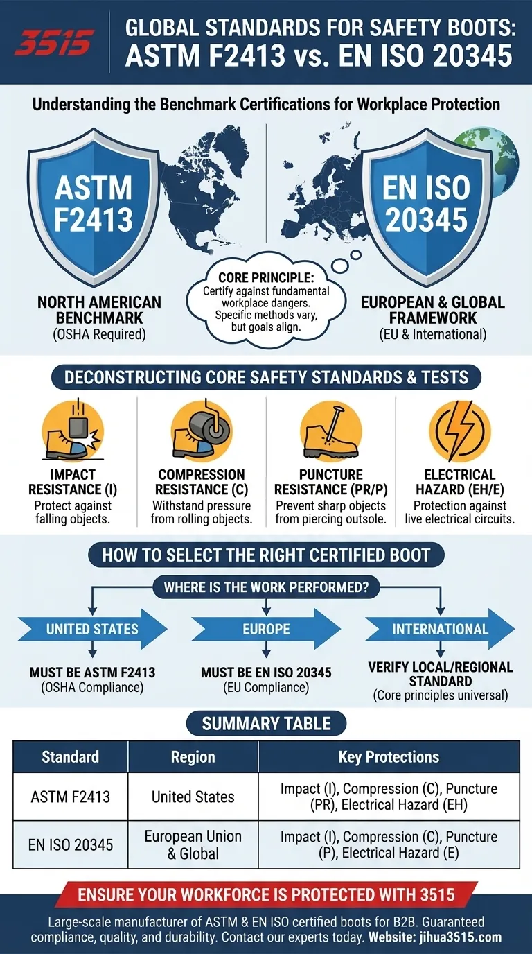 Quali standard globali si applicano agli scarponi di sicurezza? Navigare la conformità ASTM ed EN ISO Guida Visiva