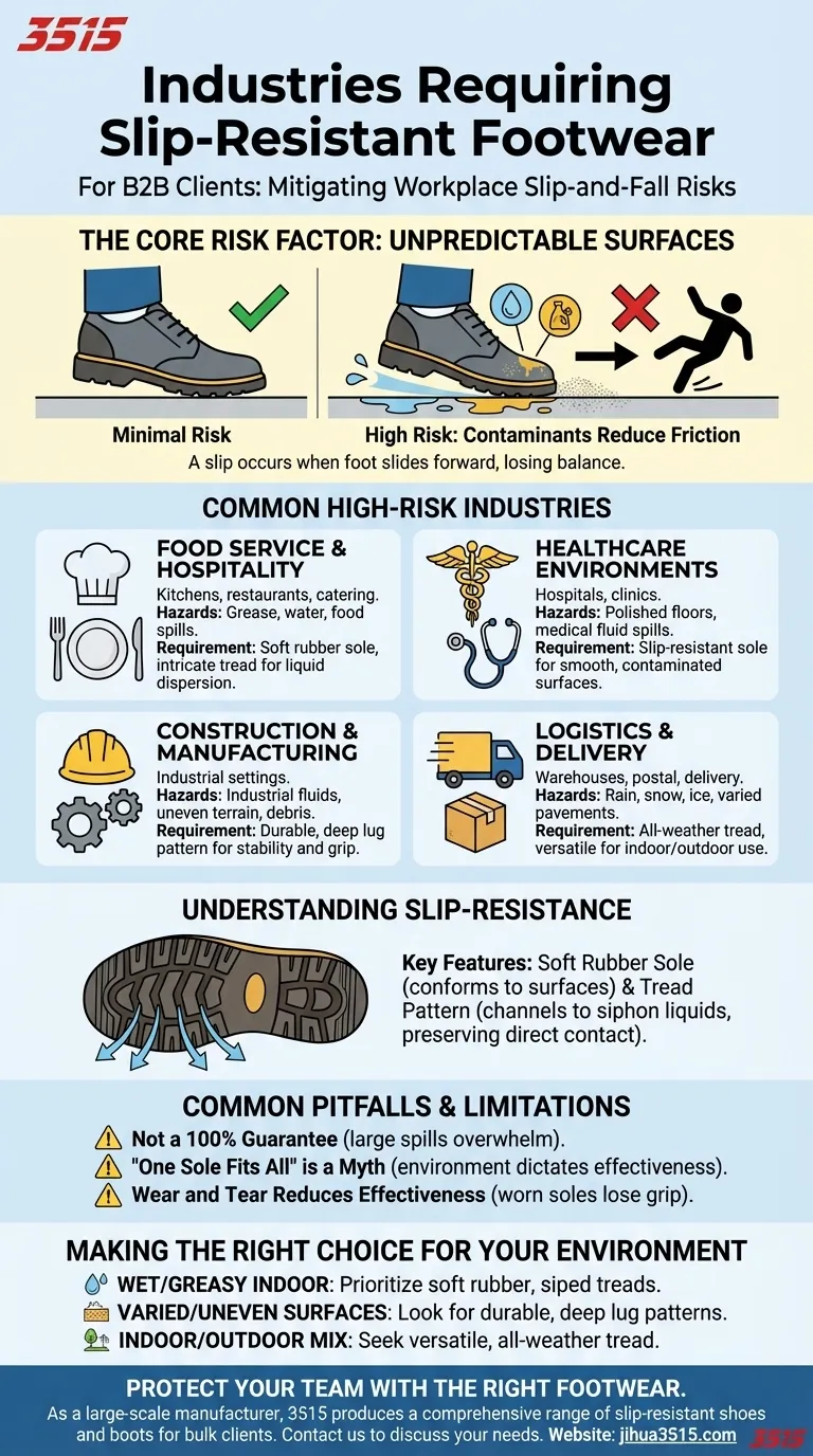 Quelles industries exigent des chaussures antidérapantes ? Protégez votre personnel dans les environnements à haut risque Guide Visuel
