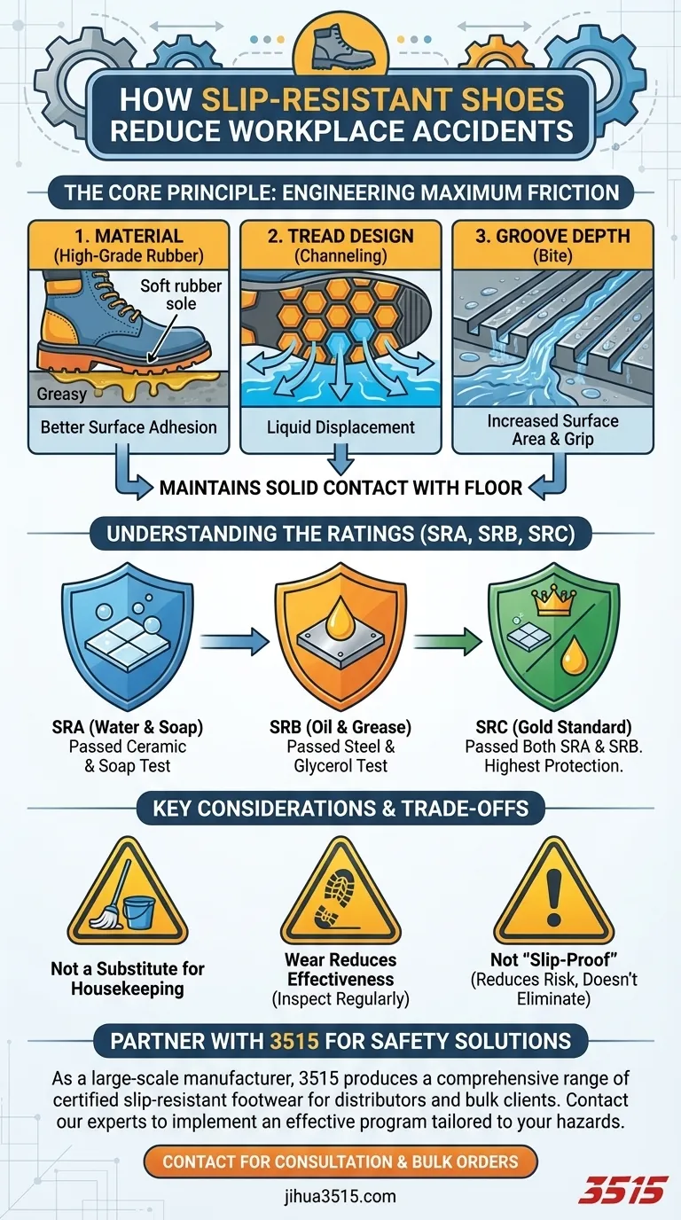 Comment les chaussures antidérapantes peuvent-elles réduire les accidents du travail ? Prévenez les glissades et les chutes grâce à des chaussures de sécurité conçues. Guide Visuel