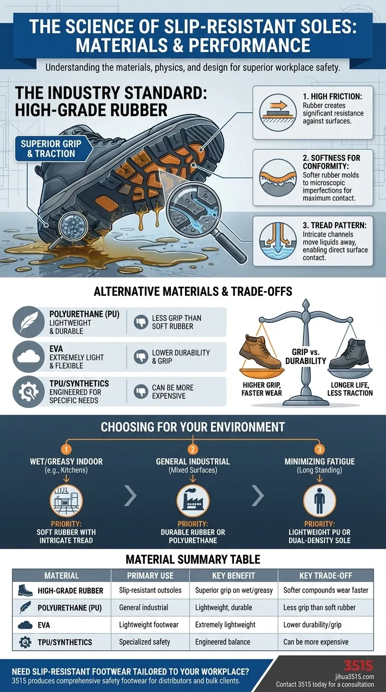 Quel matériau est couramment utilisé pour les semelles des chaussures antidérapantes et pourquoi ? La clé d'une sécurité supérieure sur le lieu de travail Guide Visuel