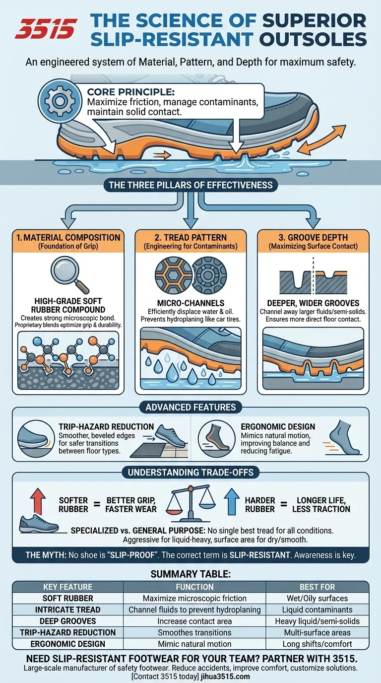 ¿Qué hace que las suelas de ciertos zapatos antideslizantes sean particularmente efectivas? Descubra la ciencia de la tracción Guía Visual