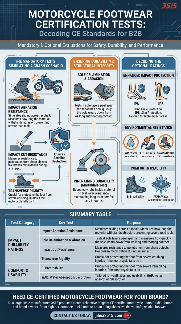 Quels tests sont effectués pour la certification des chaussures de moto ? Décoder l'étiquette CE pour votre sécurité Guide Visuel
