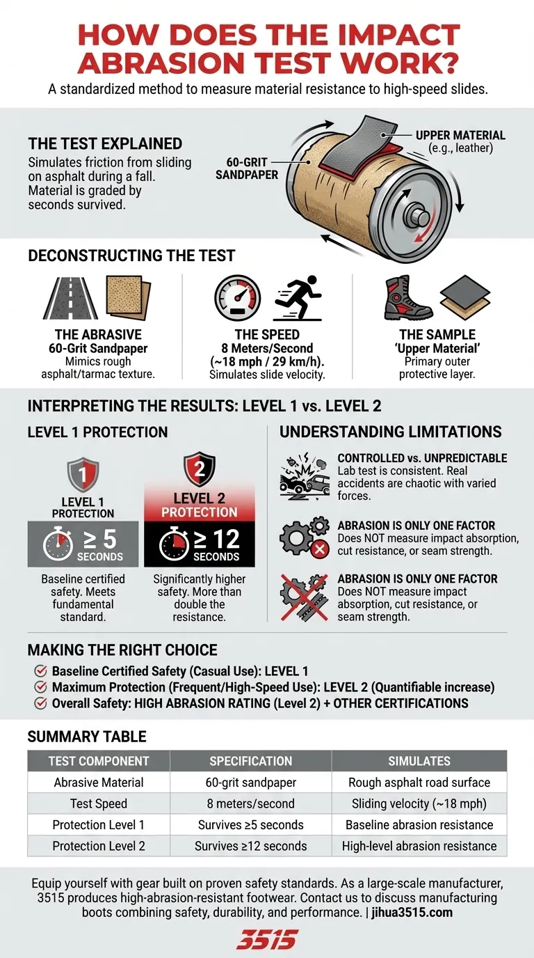 Come funziona il test di abrasione per impatto? Una guida alle valutazioni di sicurezza dell'abbigliamento da moto Guida Visiva