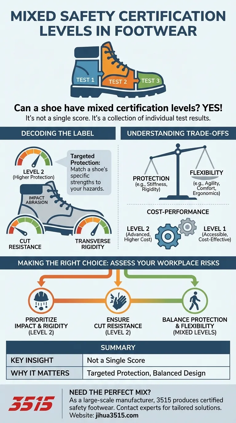 Une chaussure peut-elle avoir des niveaux de certification mixtes sur différents tests ? Oui, voici pourquoi c'est important. Guide Visuel