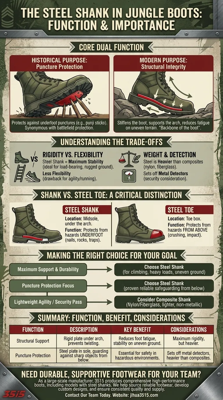 ¿Cuál es la función de la espiga de acero en las botas de jungla? Máximo Soporte y Protección Guía Visual