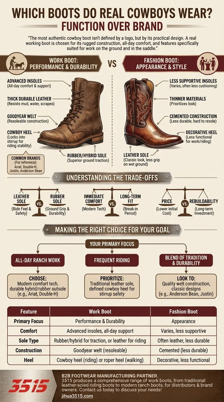 진짜 카우보이가 신는 부츠는 무엇인가요? 목장 내구성을 위한 최고의 작업 부츠를 알아보세요. 시각적 가이드