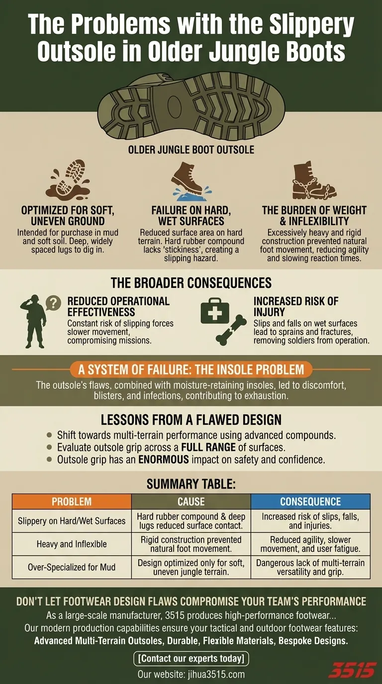 Quels étaient les problèmes de la semelle extérieure glissante des anciennes bottes de jungle ? Une leçon sur la conception trop spécialisée Guide Visuel