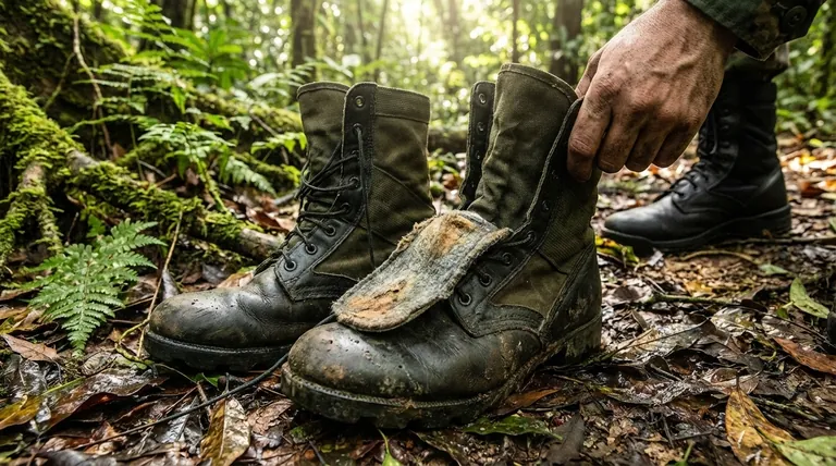 Quais foram os problemas com a palmilha não suportiva nas botas de selva mais antigas? Uma análise aprofundada da falha do calçado