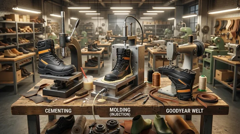 Quelles sont les trois principales méthodes de construction utilisées dans la fabrication de chaussures de sécurité ? Un guide sur la durabilité, l'étanchéité et le confort