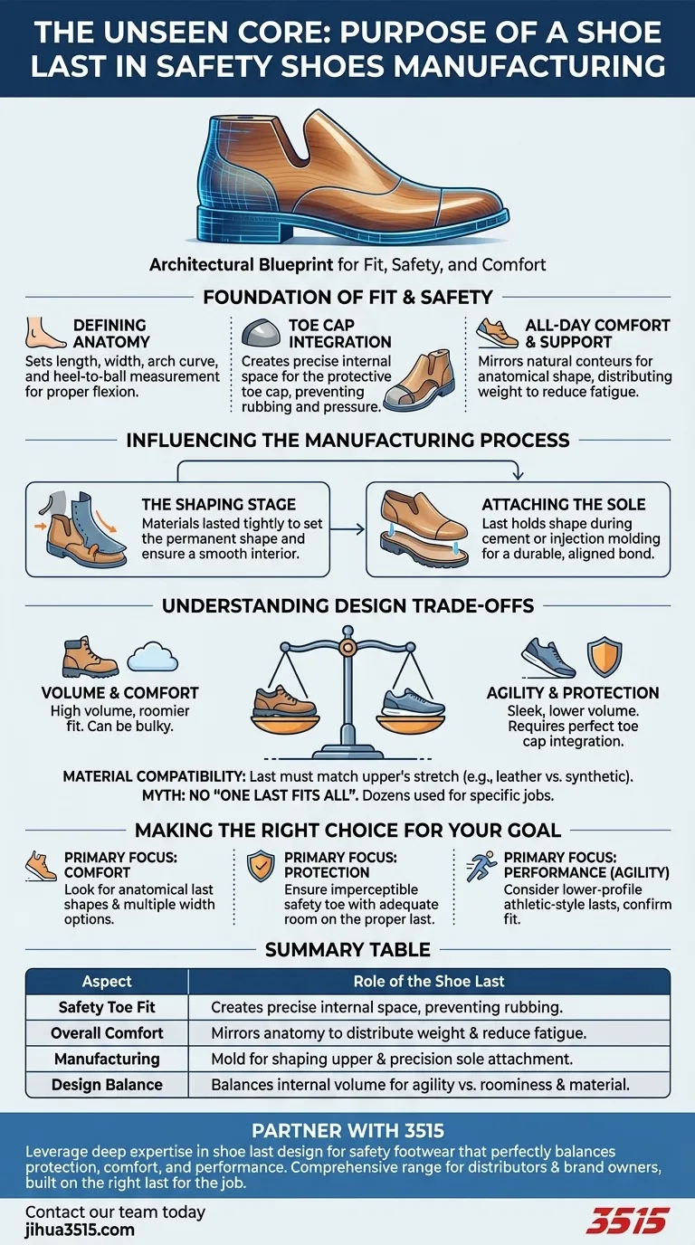 Quel est le rôle d'une forme de chaussure dans la fabrication de chaussures de sécurité ? Le plan directeur pour l'ajustement et la protection Guide Visuel