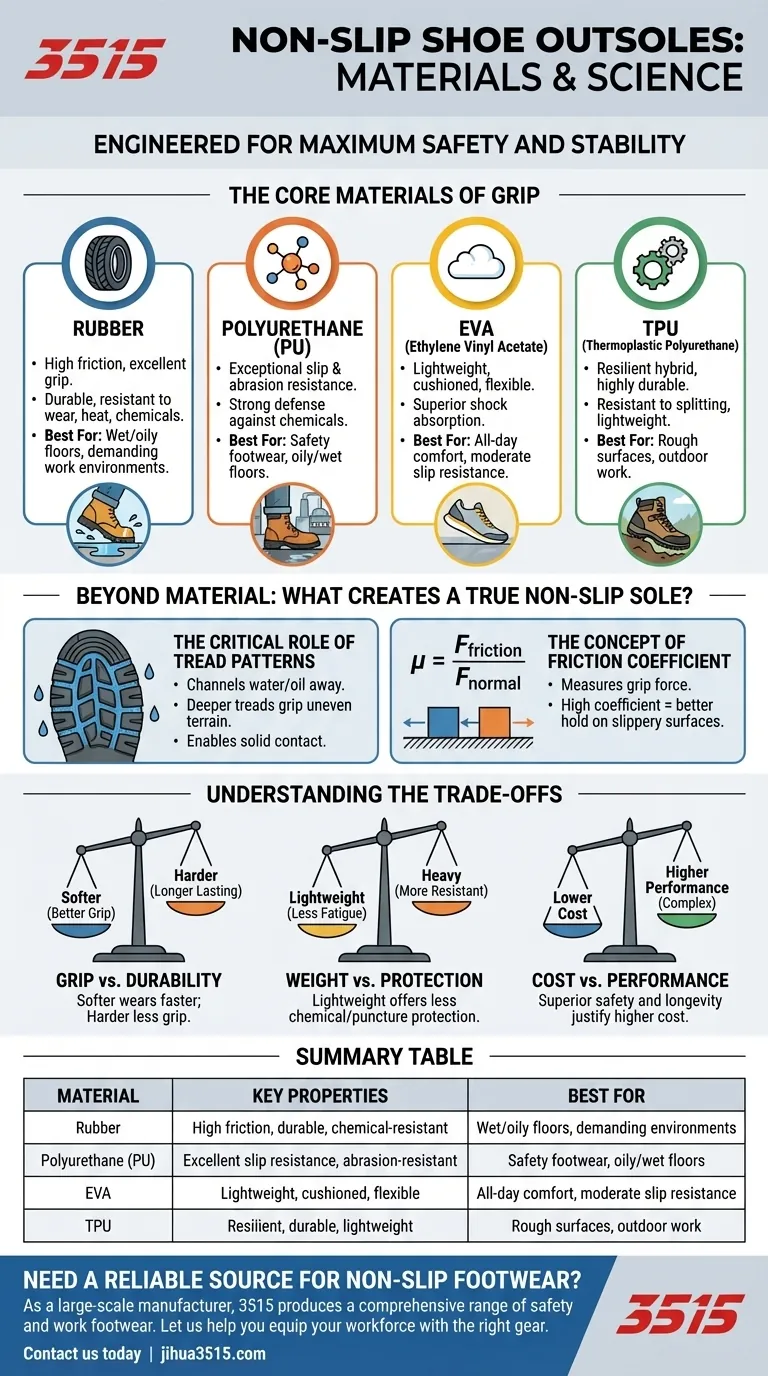 Quels matériaux sont généralement utilisés pour les semelles extérieures antidérapantes ? La science des chaussures résistantes au glissement Guide Visuel